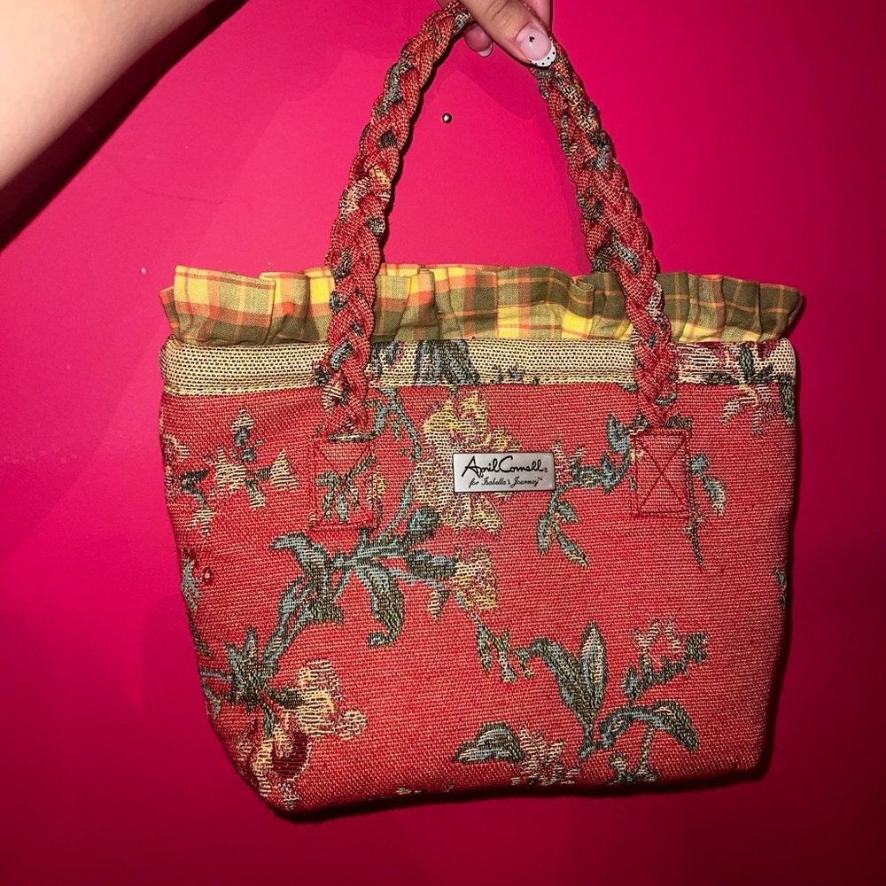 Isabella’s Journey Red and Green Floral Mini Shoulder Tote Bag